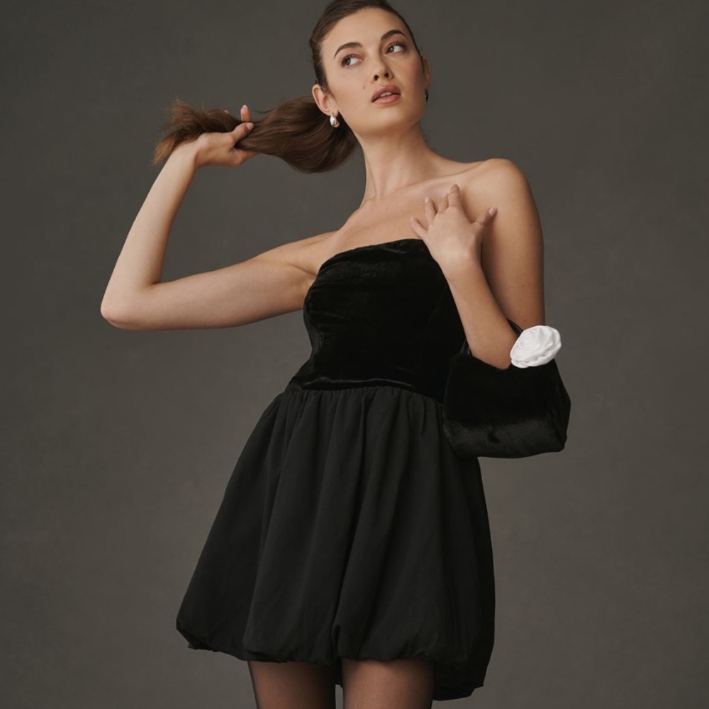 Reformation St. Louis Strapless Velvet Mini Dress